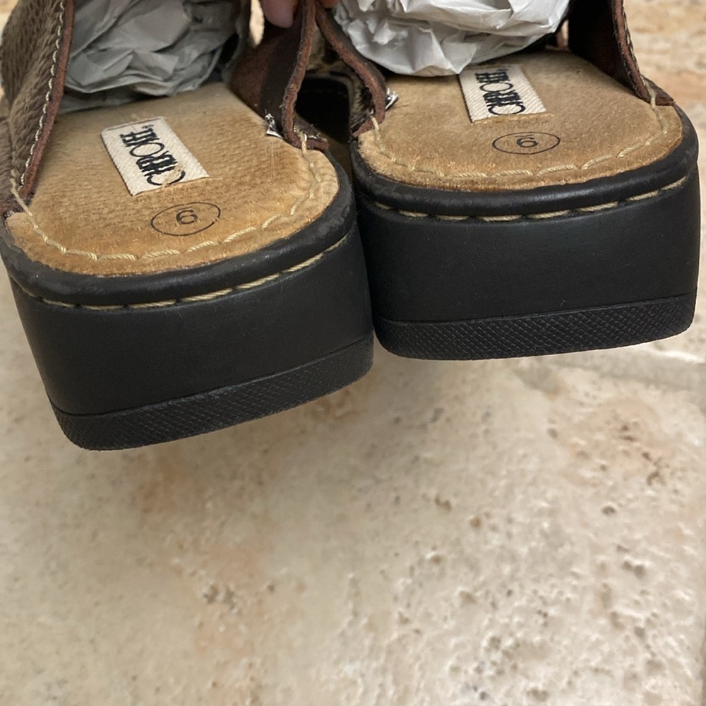 Cherokee Brown Slip On leather sandals chunky comfortable durable 9 fit like 8 - Picture 7 of 7